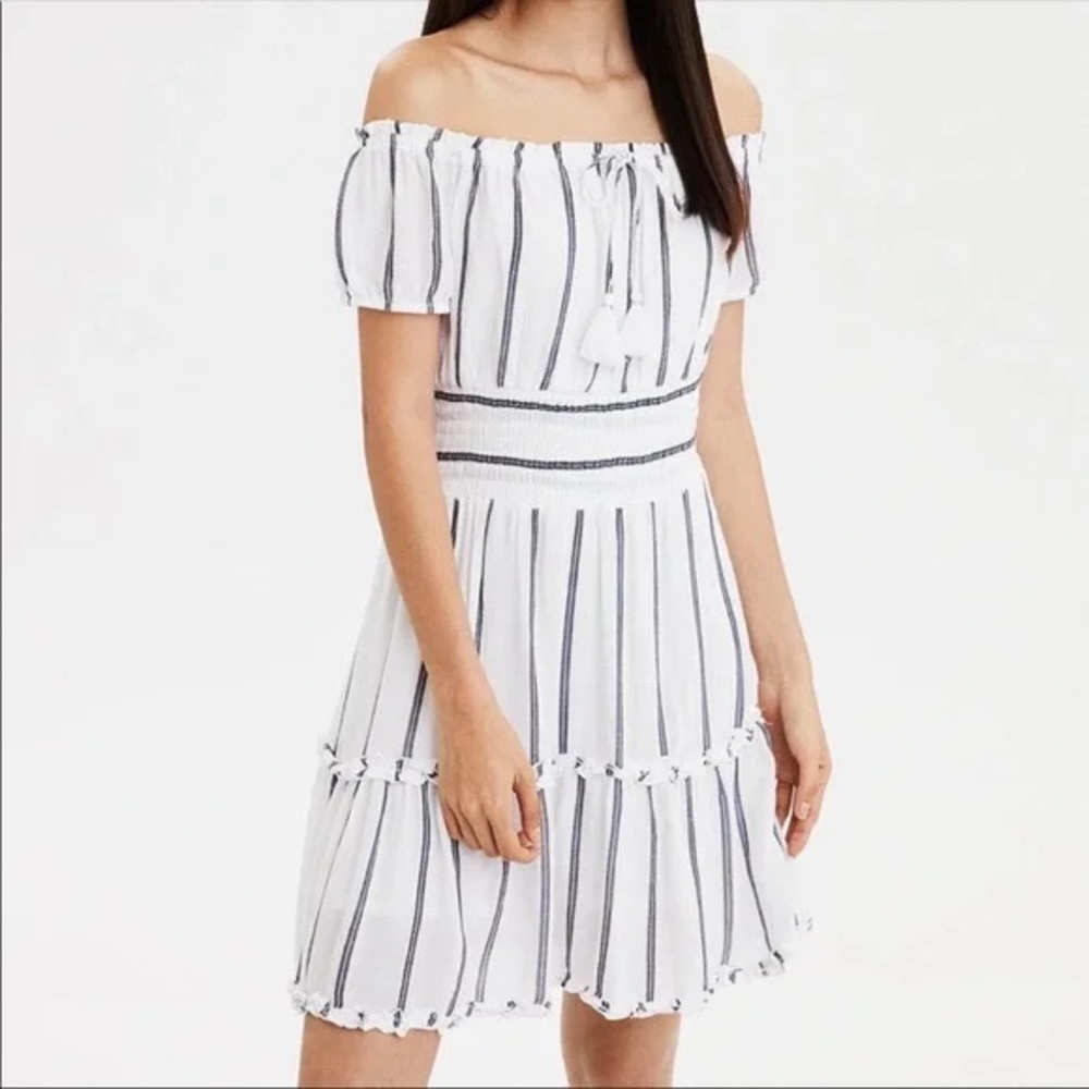 American Eagle • Off The Shoulder Striped Dress